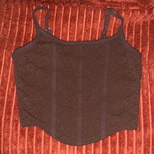 Hollister Brown Lace Cami with Adjustable Straps